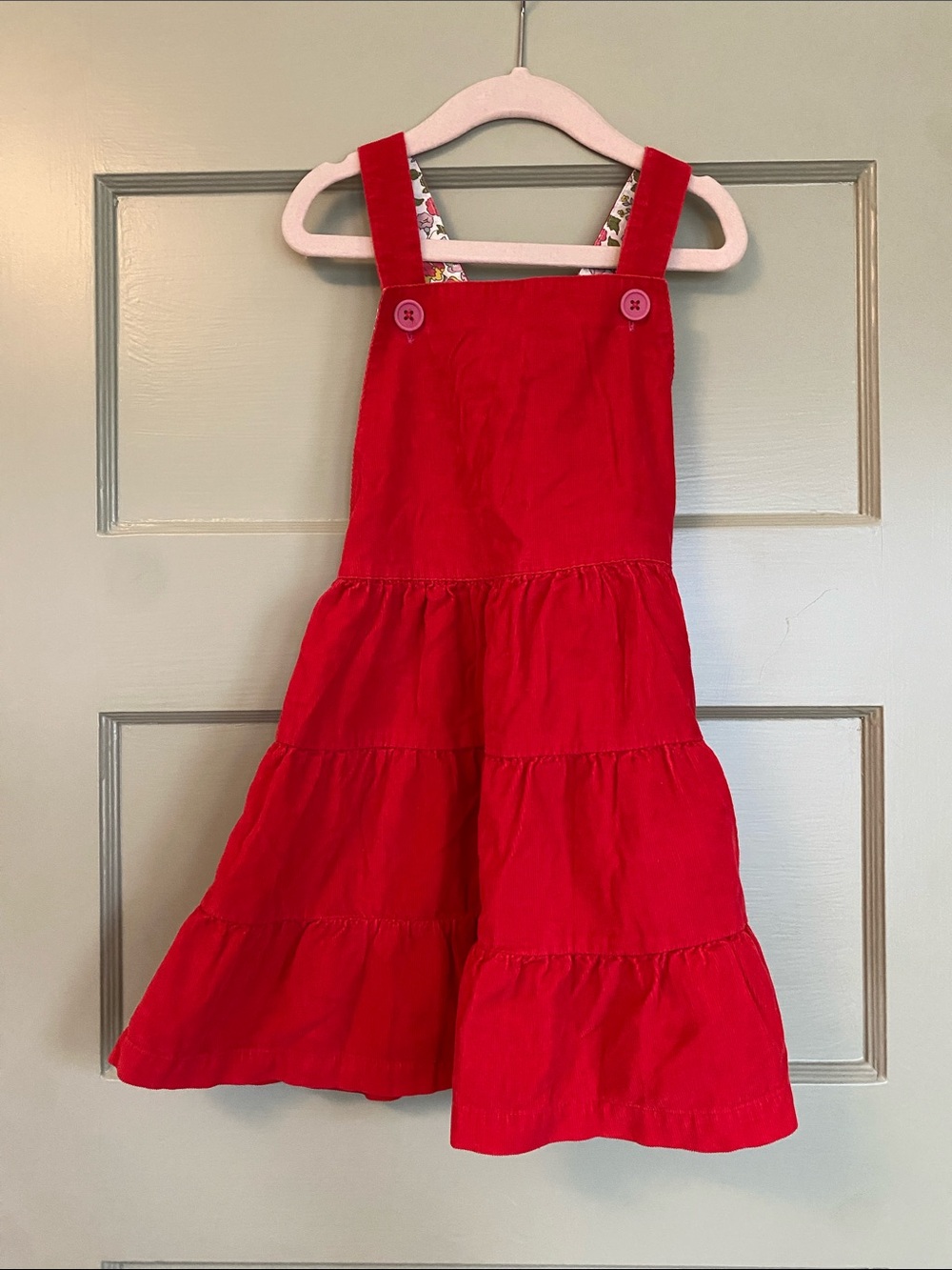 Mini Boden Red Kids Tiered Skirt Overalls Size 5